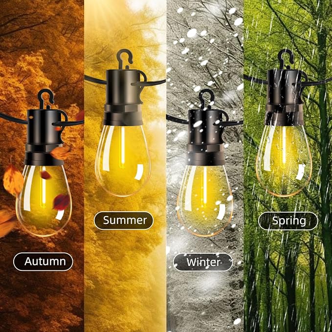 Outdoor Patio String Lights: S14 Shatterproof Bulb Outside Waterproof Light - - Image 5