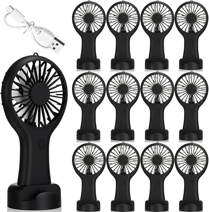 Woanger 12 Pcs Mini Handheld Fan Bulk 3 Speed USB Electric Battery Operated by Woanger
