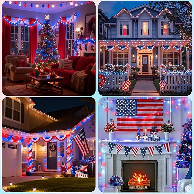 Pooqla 200 LED 66 FT 4th of July Decorations Lights, Outdoor Independence Day - Image 6