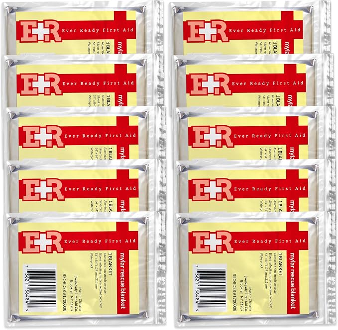 Ever Ready First Aid Mylar Rescue Blanket, Large Silver Thermal Sheet by EverReadyFirstAid