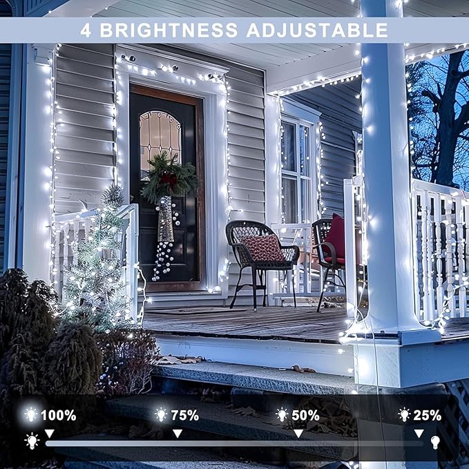 JMEXSUSS 132 ft 400 LED White Christmas Lights Indoor Outdoor Waterproof - Image 3