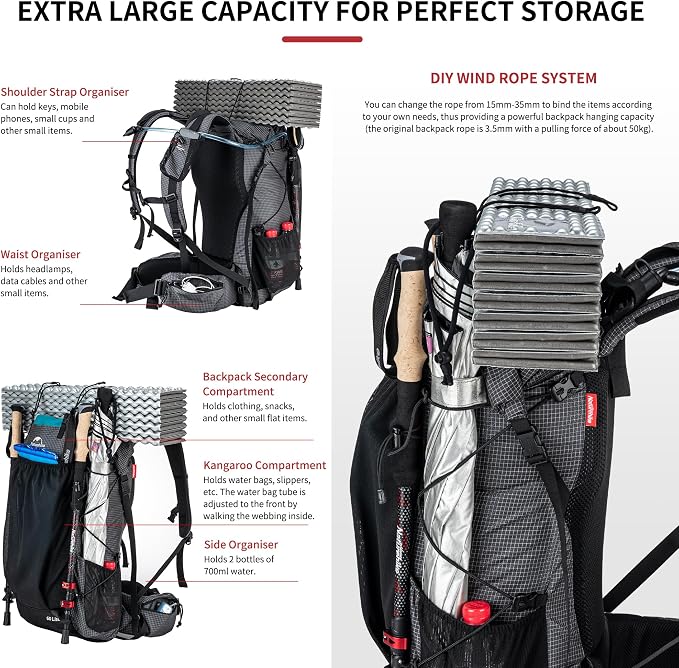 Naturehike 45L Rock Internal Frame Hiking Backpack - Image 5
