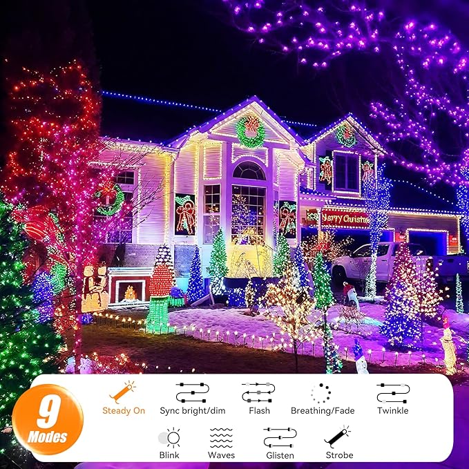 LitHome 164FT 500 LED Color Changing Christmas String Lights Outdoor, 35 Colors - Image 6