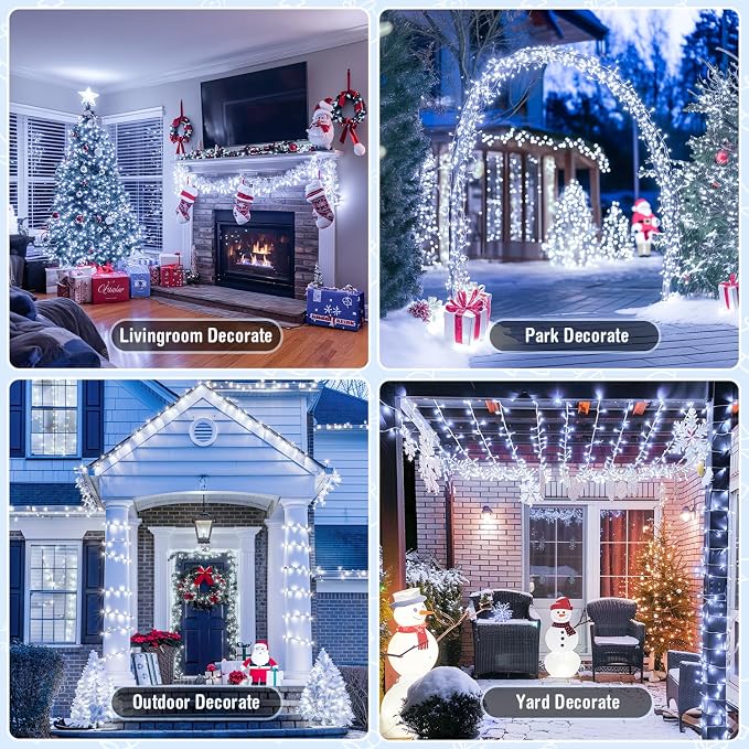 JMEXSUSS 2 Pack White Battery Operated Christmas String Lights, Each 33ft 100 - Image 7