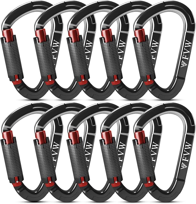 FVW Auto Locking Rock Climbing Carabiner Clips, Professional 25KN Heavy Duty by FVWELECTRICLUNCHBOX