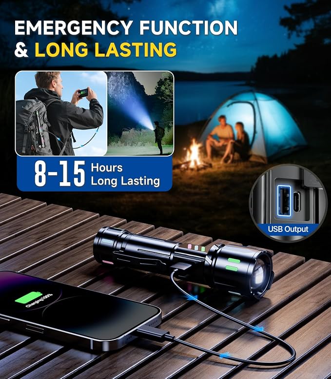 Esgofo Rechargeable Flashlights High Lumens 100000, Single Click Button Design - Image 5