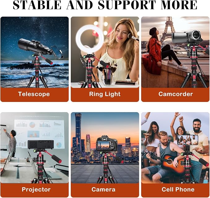 68" Ball Head Camera Tripod & Monopods, 360° Smooth Rotation V-Yoke Rifle - Image 8
