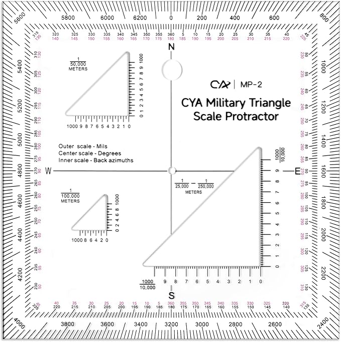 Zonon 5 Inch Military Map Protractor Military Style Utm/mgrs Coordinate Scale by Zonon