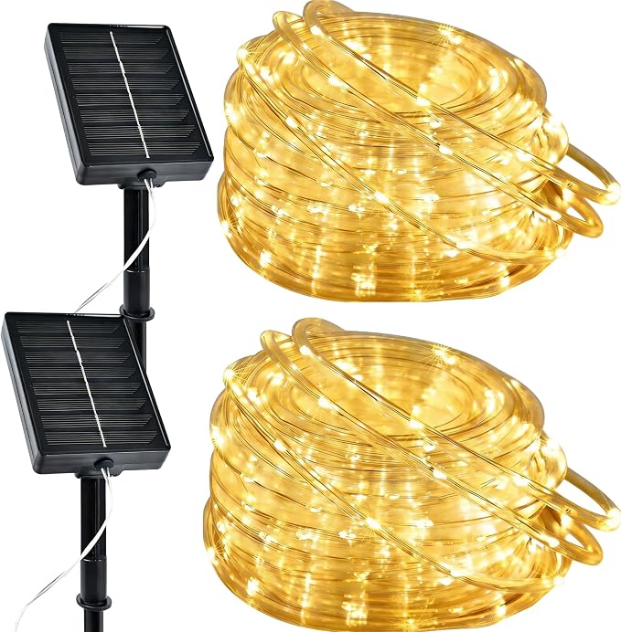 Solar Rope Lights Outdoor, 2 Packs Total 144FT 400LED Solar String Lights by MERRIMAX+M