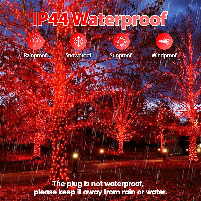 Upgraded 75.8 FT 200 LED Red Christmas Lights Outdoor Indoor, Memory Function & - Image 4
