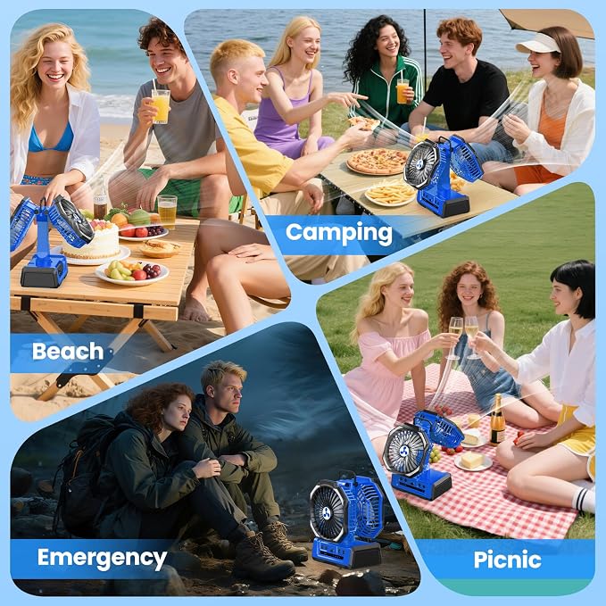 Dual Head Portable Rechargeable Fan 20000mAh Battery Powered Camping Fan - Image 7