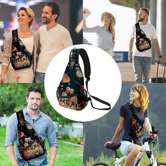 FyLybois Skull Sling Bag for Women Lightweight Crossbody Backpack Casual Daypack - Image 2