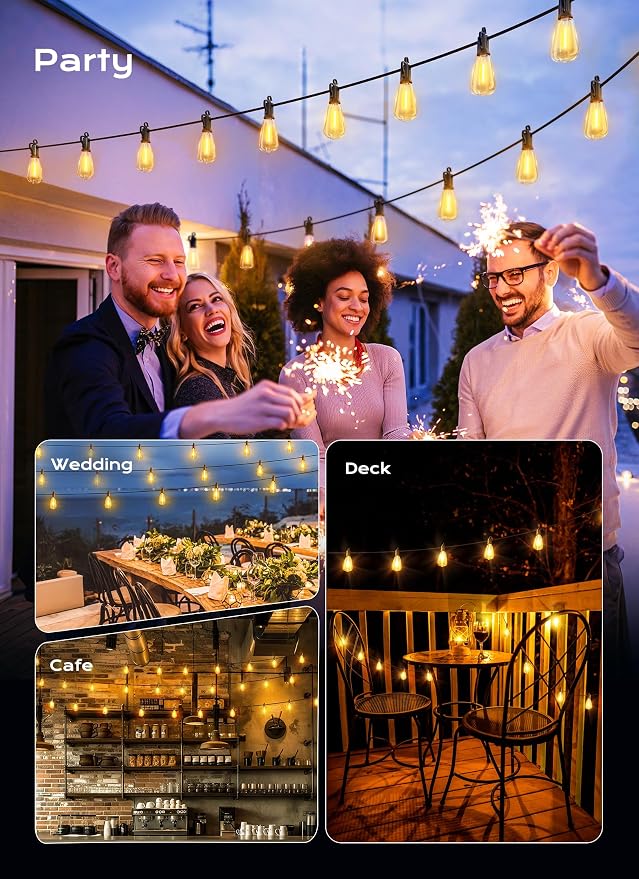 Brightown Outdoor String Lights, 150FT 47+2 LED ST38 LED Patio Lights - Image 6