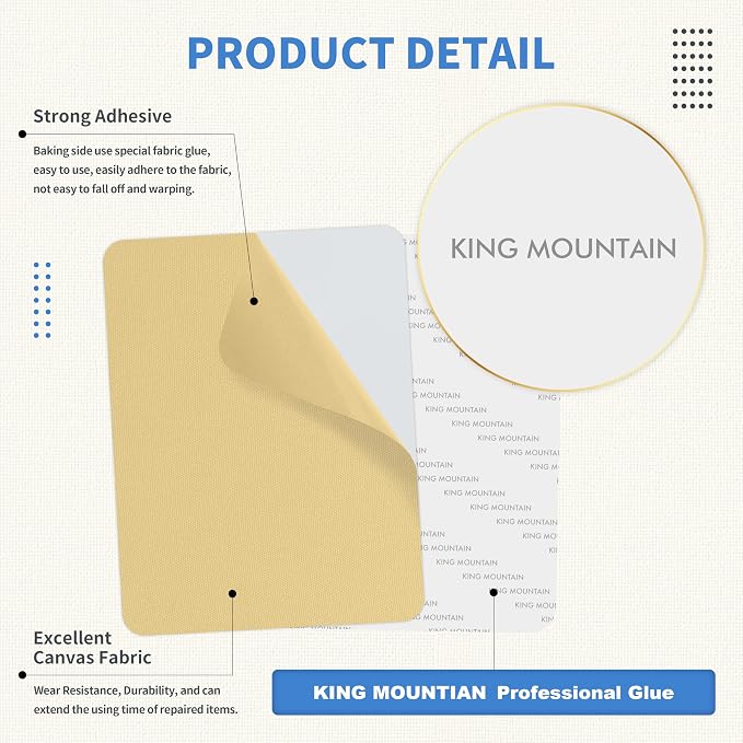 KING MOUNTAIN Canvas Repair Patch 5×8 Inch 8 Pcs Self-Adhesive Waterproof - Image 3