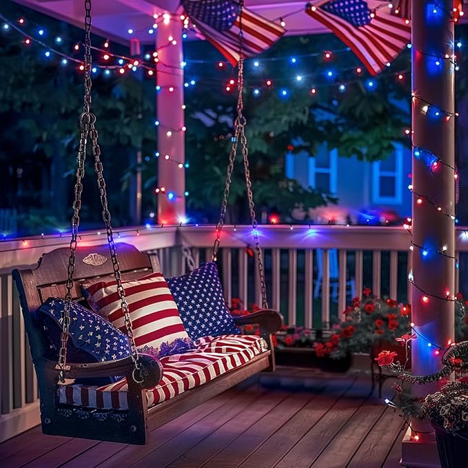 JMEXSUSS 200 LED 66ft Red White and Blue Lights Outdoor, Expandable Waterproof - Image 5