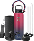 Trebo 40oz Water Bottle with 3 Lid and handle, Vacuum Insulated Stainless Steel by StayHotStayColdStayGreen