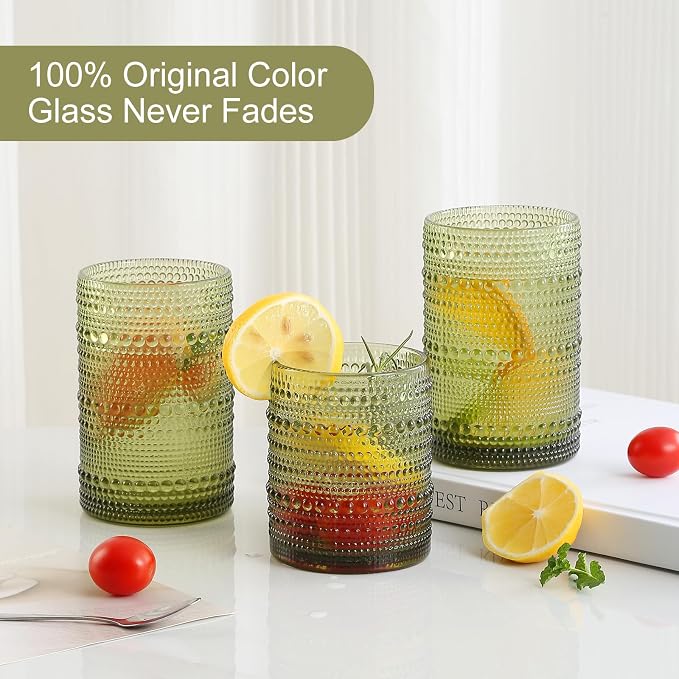 ZMOWIPDL Vintage Glassware Drinking Glasses Set of 12, Embossed Water Tumbler - Image 3
