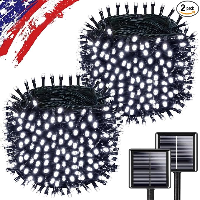 Upgrade 2Pack 500LED Solar String Lights by KAQ
