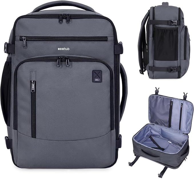 ECOHUB 17" Small Travel Backpack, United Airlines Personal Item Bag 17x10x9 by ECOHUB