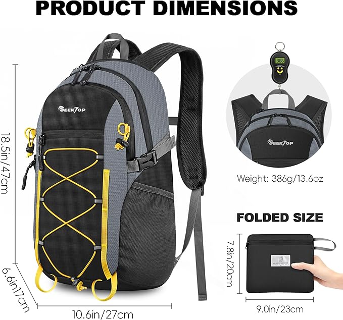 Seektop 20L Foldable Waterproof Hiking Backpack, Ultralight Small Lightweight - Image 3