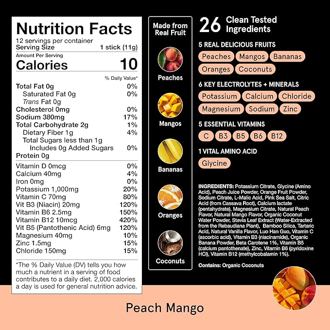 DryWater Electrolyte Powder Packets, Peach Mango - Image 7