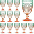 XUWAIDSGN 12Pcs Plastic Vintage Wine Glasses 13.5oz Reusable Embossed Goblet by XUWAIDSGN