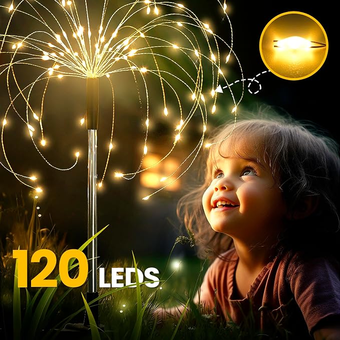 GIGALUMI Garden Decor Outdoor Lights 120LED 2Pack, Solar Garden Lights - Image 7