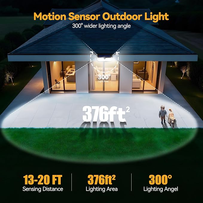 TECKNET 416 LED Solar Lights Outdoor Waterproof, 300° Angle & 3 Lighting Modes - Image 6