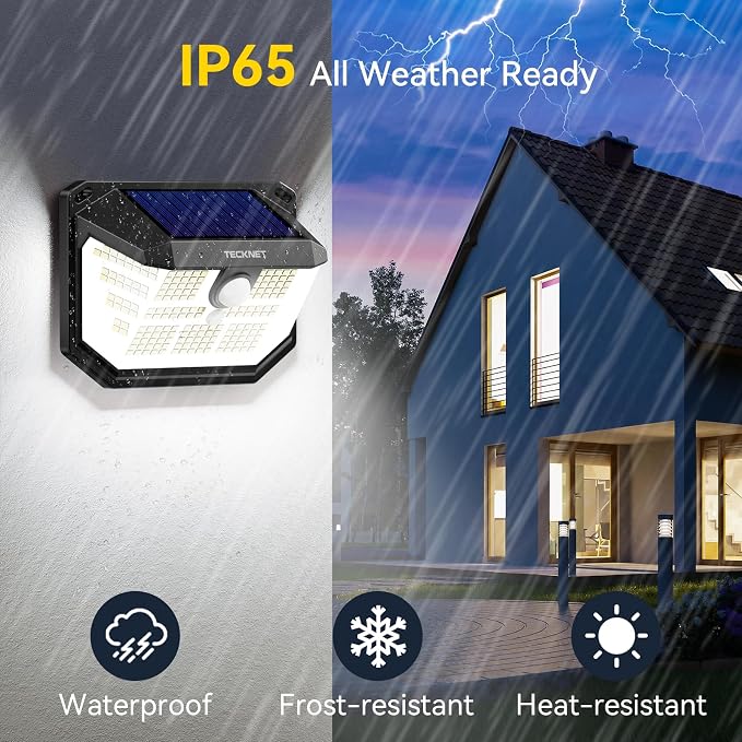 TECKNET 231 LED Solar Motion Lights Outdoor Waterproof, 8 Pack 300° Angle & 3 - Image 6