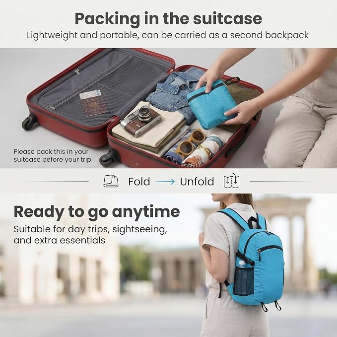 Lightweight Hiking Backpack 18L Packable Foldable Small Daypack Collapsible - Image 5