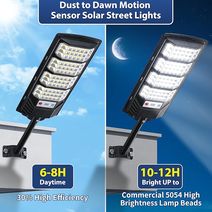 Yusist 4 Pack Solar Street Lights Outdoor Waterproof, 6500K LED Motion Sensor - Image 3