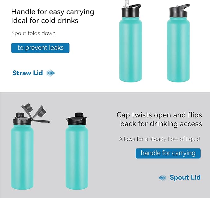 VEGOND 40 oz Insulated Water Bottle Bulk Stainless Steel Metal Water Bottles - Image 5
