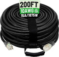 POWGRN 200 Ft 10AWG Black Outdoor Extension Cord Waterproof Heavy Duty 10 Gauge by POWGRN