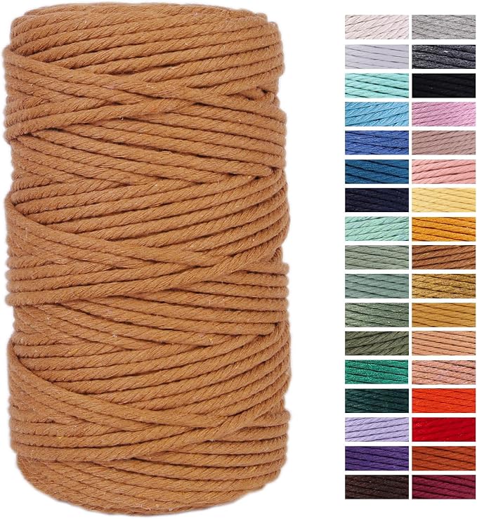 Caramel Macrame Cord 4mm x 109Yards, Colored Cotton Rope Craft Cord Colorful by AestheticDesignforYou