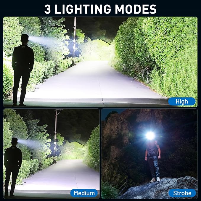 crazybrace Rechargeable Led Headlamp 2Pack, 99000 Lumen Super Bright Head Lamp - Image 3