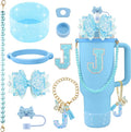 9PCS Blue for Stanley Cup Accessories Set Bling Initials Bow Charms for Stanley by Unknown