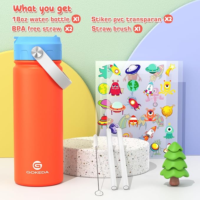 18oz Kids Water Bottle, Insulated Water Bottles - Image 3