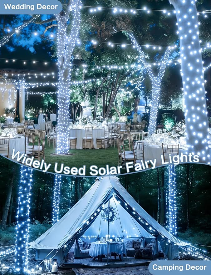 Solar String Lights Outdoor, 2 Pack 144FT 400 LED Solar Twinkle Lights - Image 2