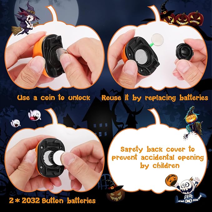 EverBrite Halloween Pumpkin Headlamp 5 Pack, 2 Modes LED Head Lamp Adjustable - Image 8
