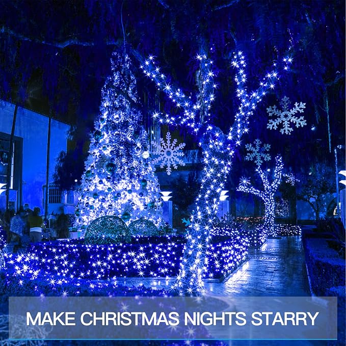 suddus Blue LED Christmas Lights Outdoor，200led 66ft Battery Operated Fairy - Image 5