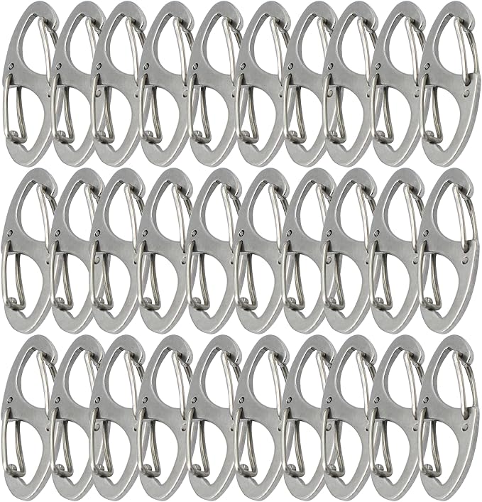 Small Carabiner Clips 1.6 inch Metal Double Sided Spring Gate Snap Hooks by Bytiyar