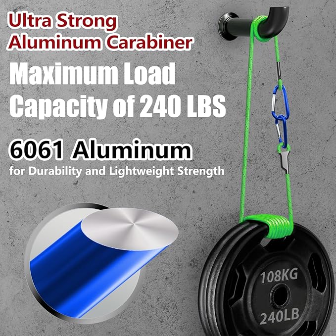 sprookber 4" & 5" Extra Large Aluminum Carabiner D Ring, Caribeener Clips - Image 3