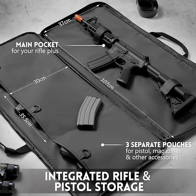 Single Rifle Case Bag, Tactical Padded Soft Gun Case w/MOLLE System, Wide - Image 4