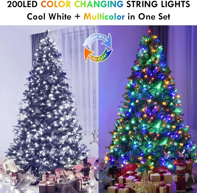 Cool White to Multicolor Color Changing 200 LED 66FT Connectable Christmas - Image 6