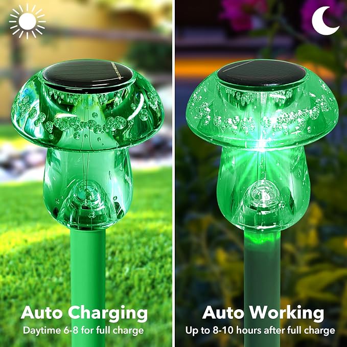 Benany Solar Lights Outdoor, St Patricks Day 16 Pack Mushroom Landscape Lights - Image 2