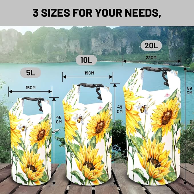 Waterproof Dry Bag, Roll Top Summer Sunflowers Small Waterproof Backpack - Image 6