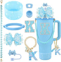 9PCS Blue for Stanley Cup Accessories Set Bling Initials Bow Charms for Stanley by Unknown