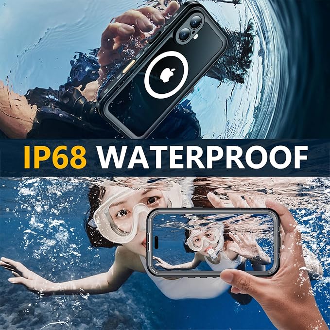 Red2Fire for iPhone 16 Case Waterproof, Phone Case 6.1" Black/Clear - Image 2