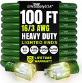 100ft Outdoor/Indoor Extension Cord 16/3 Gauge Heavy Duty 3 Prong SJTW by LifeSupplyUSA