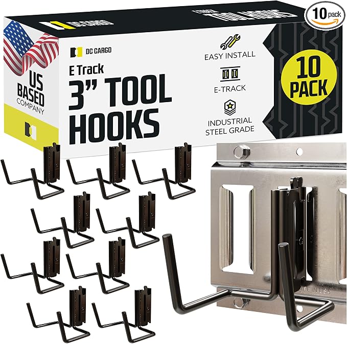 DC Cargo Mall Dual Arm Tool Hook Hanger E Track Accessories 3" Deep by DCCargo